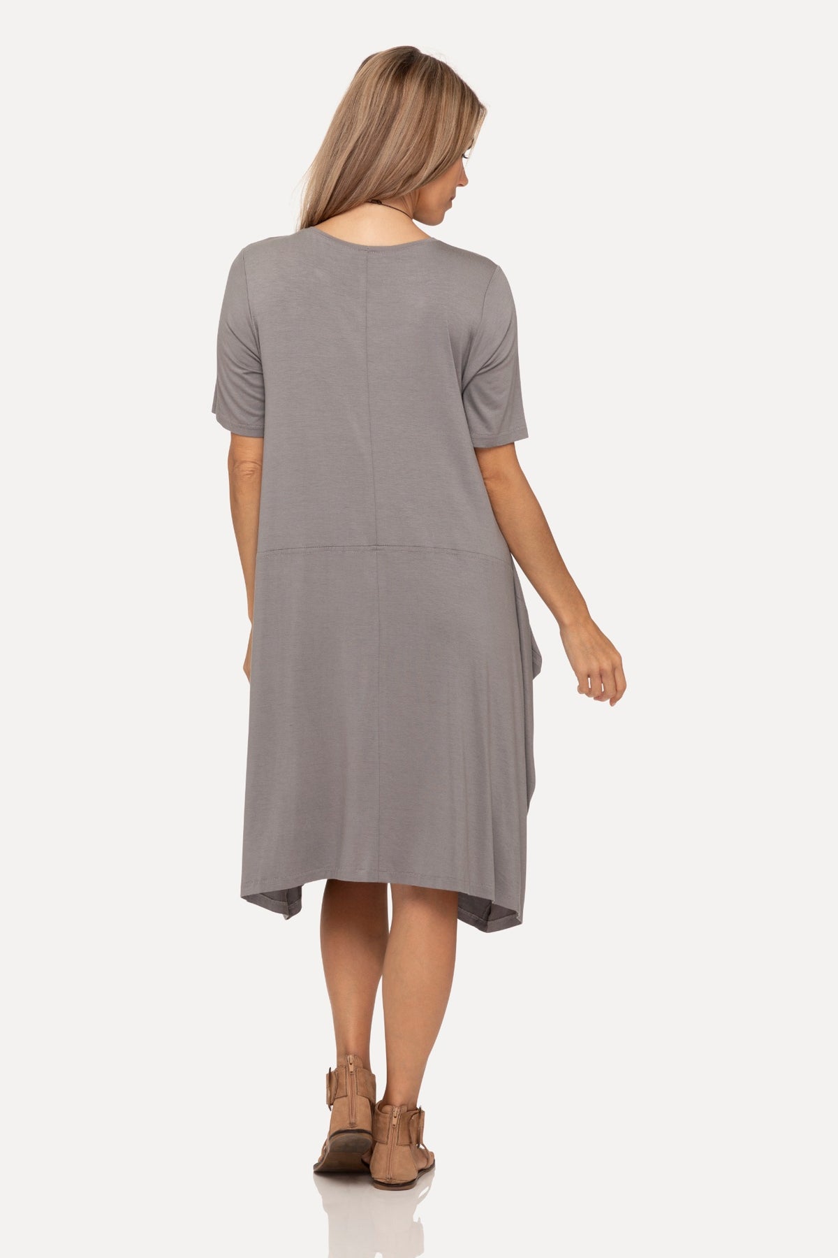 Tui Short Sleeve Lantern Dress in Rope, back view