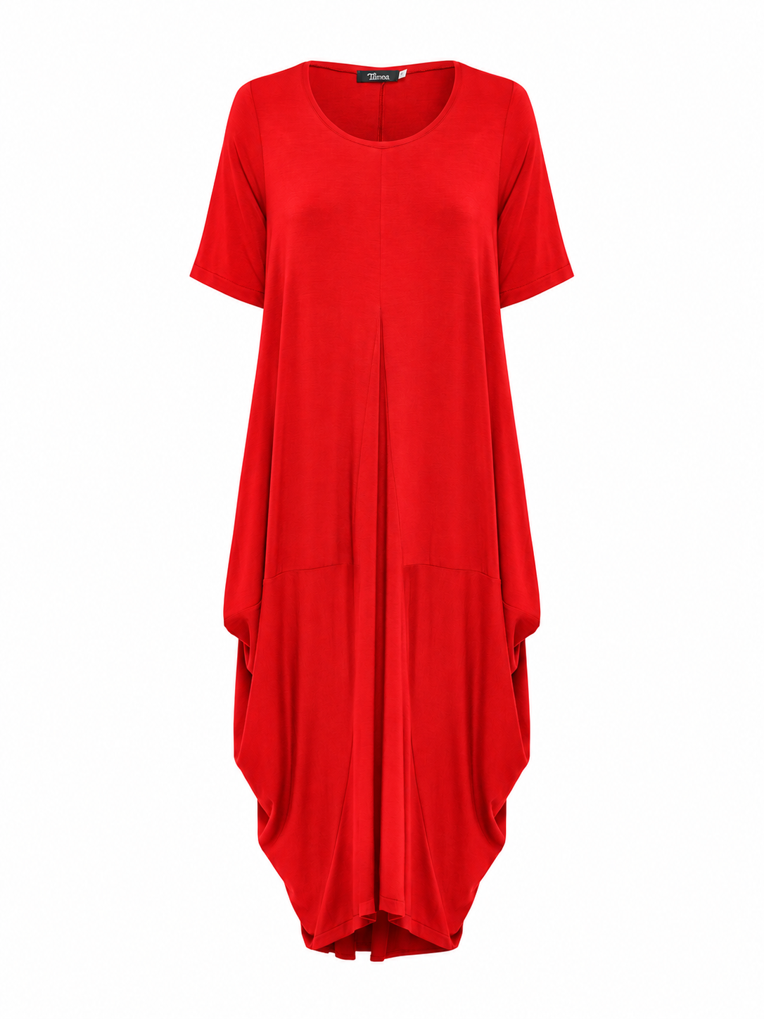 Lani short sleeve tulip dress in Red — product-only view