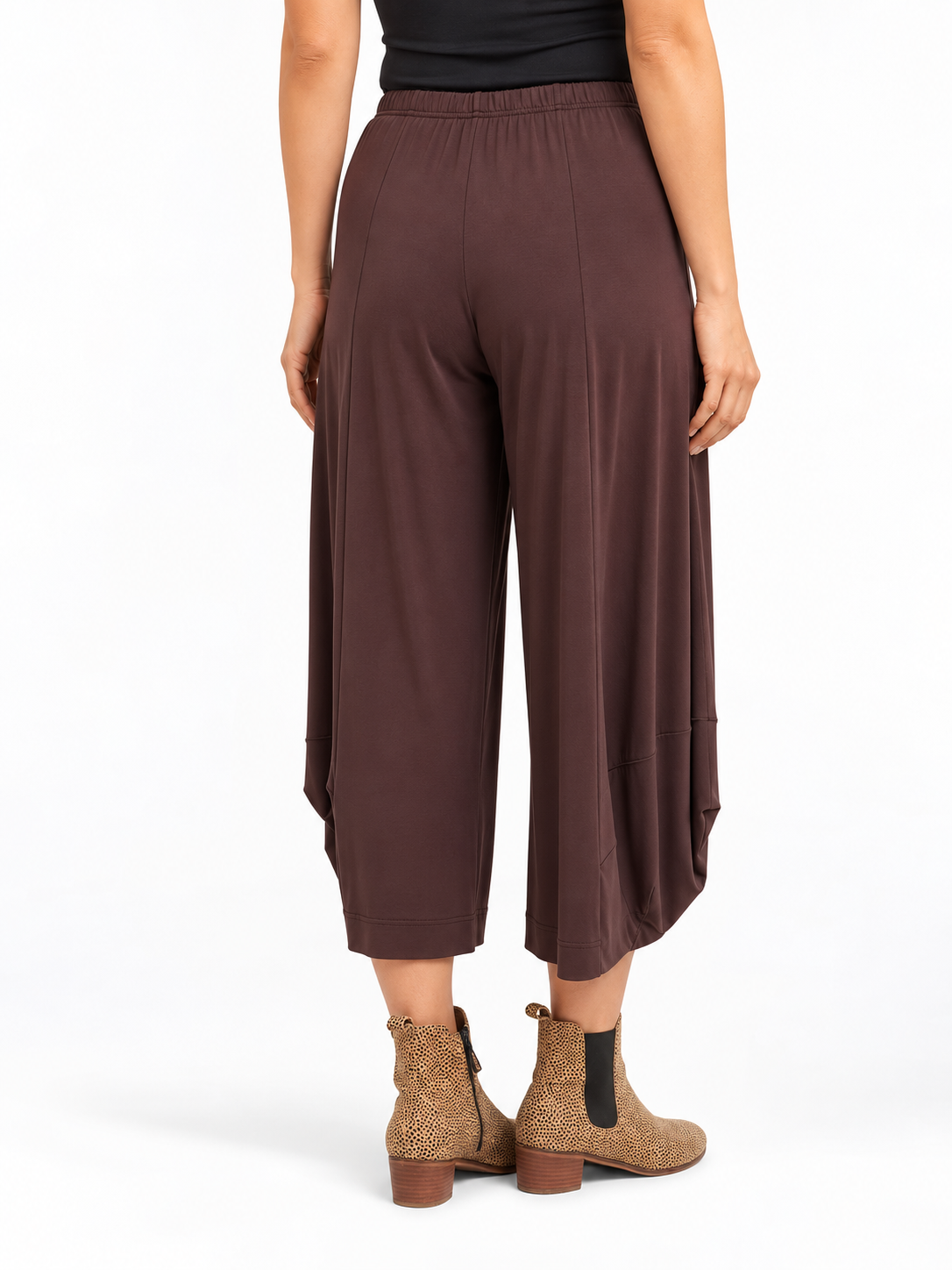 back view of the Cocoa Marlee Wide Leg Pants, showing the back fit and cocoon hem