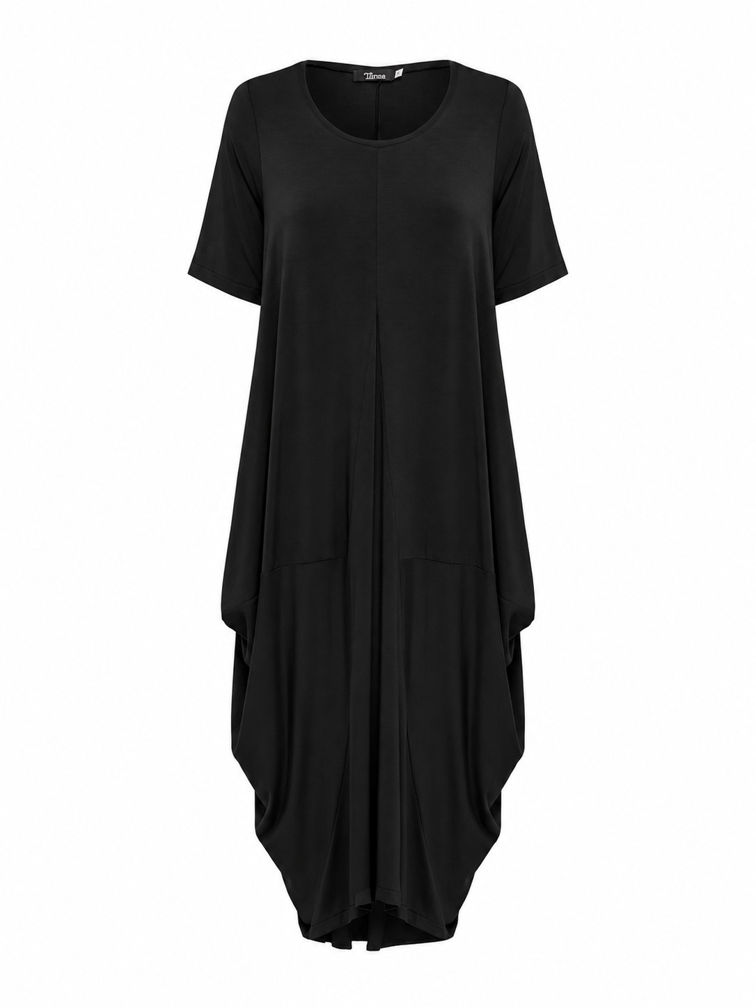 Lani short sleeve tulip dress in Black — product-only view