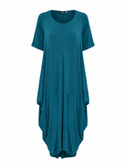Lani short sleeve tulip dress in Bright Peacock — product-only view