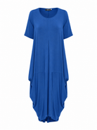 Lani short sleeve tulip dress in Ocean Blue — product-only view