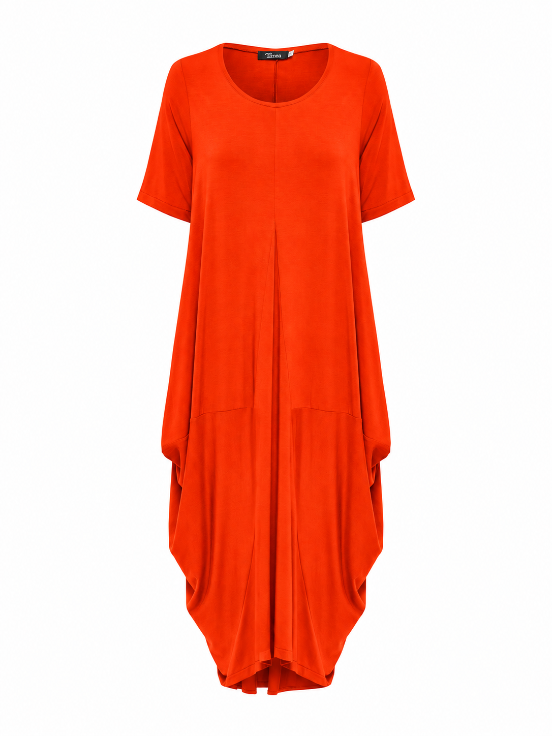 Lani short sleeve tulip dress in Orange Red — product-only view