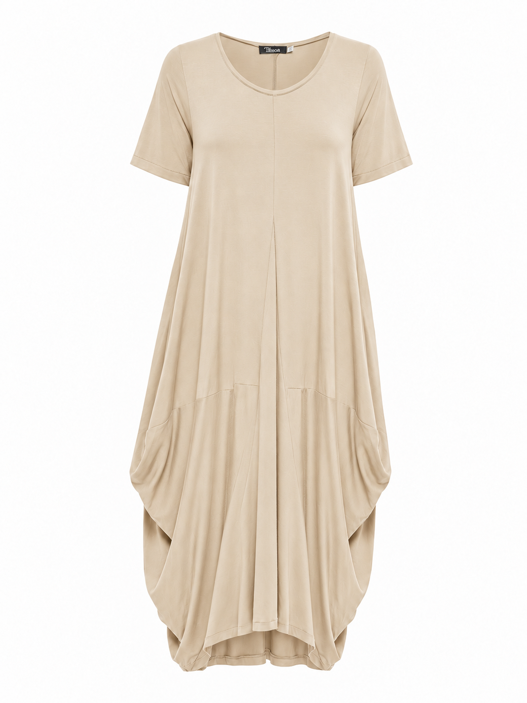 Lani short sleeve tulip dress in Sand Beige — product-only view