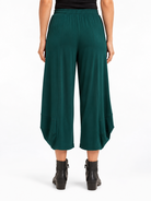 back view of the Pine Green Marlee Wide Leg Pants, showing the back fit and cocoon hem